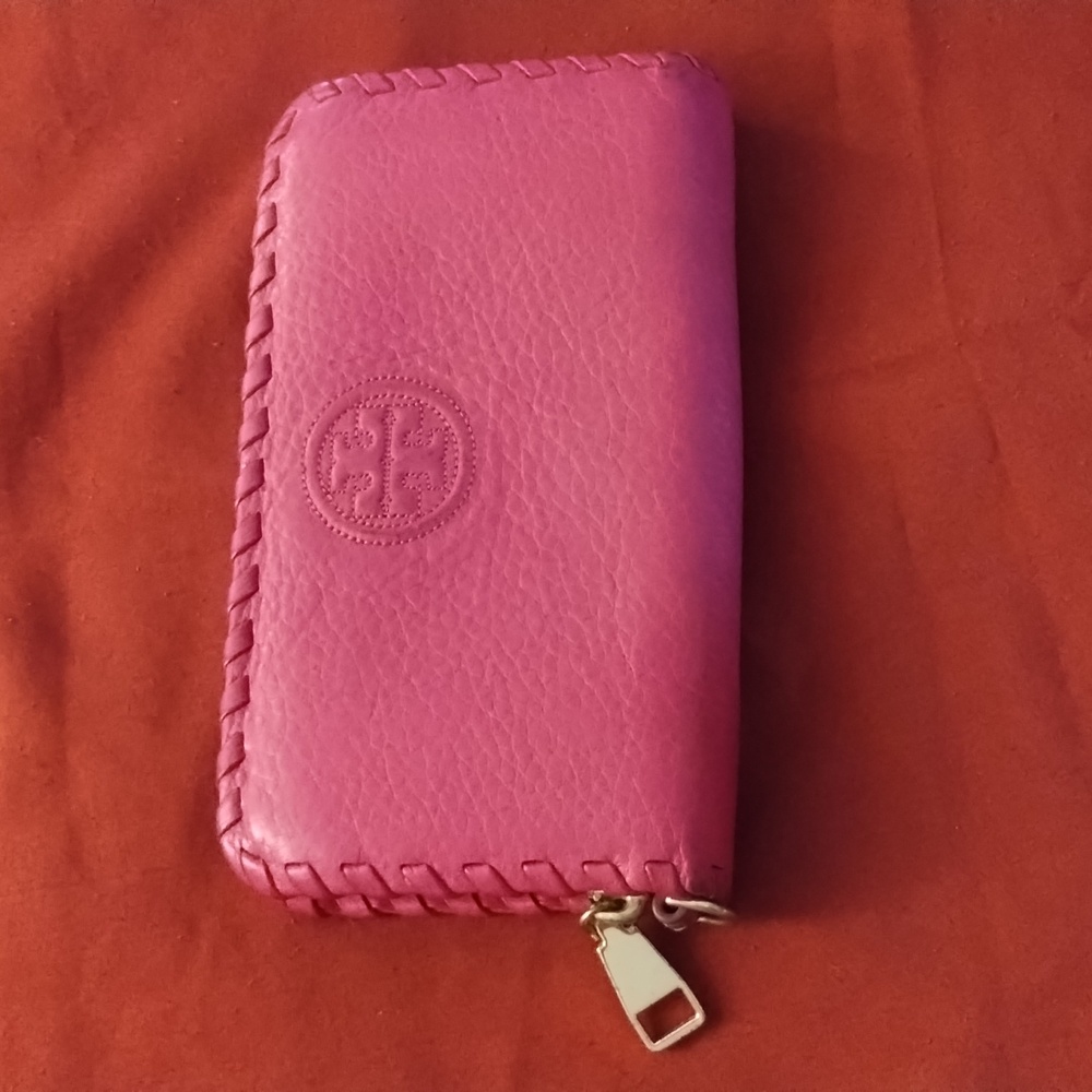 Tory Burch hot pink leather wallet
